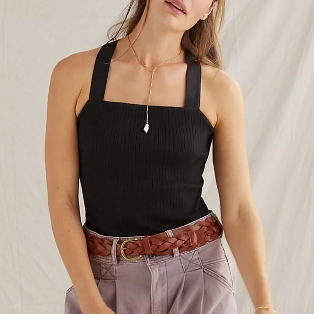 Anthropologie Back Lace-up Tank S Black by Porridge NWT - Picture 4 of 7